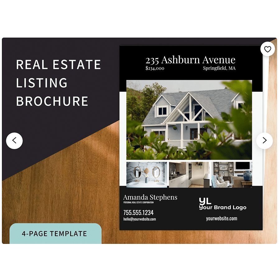 real estate brochure showcasing a new listing with a strong eye-catching design.