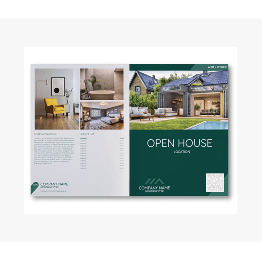 real estate brochure showcasing a new listing.