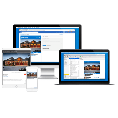 Listing marketing showcased on desktop, laptop, mobile, and tablet